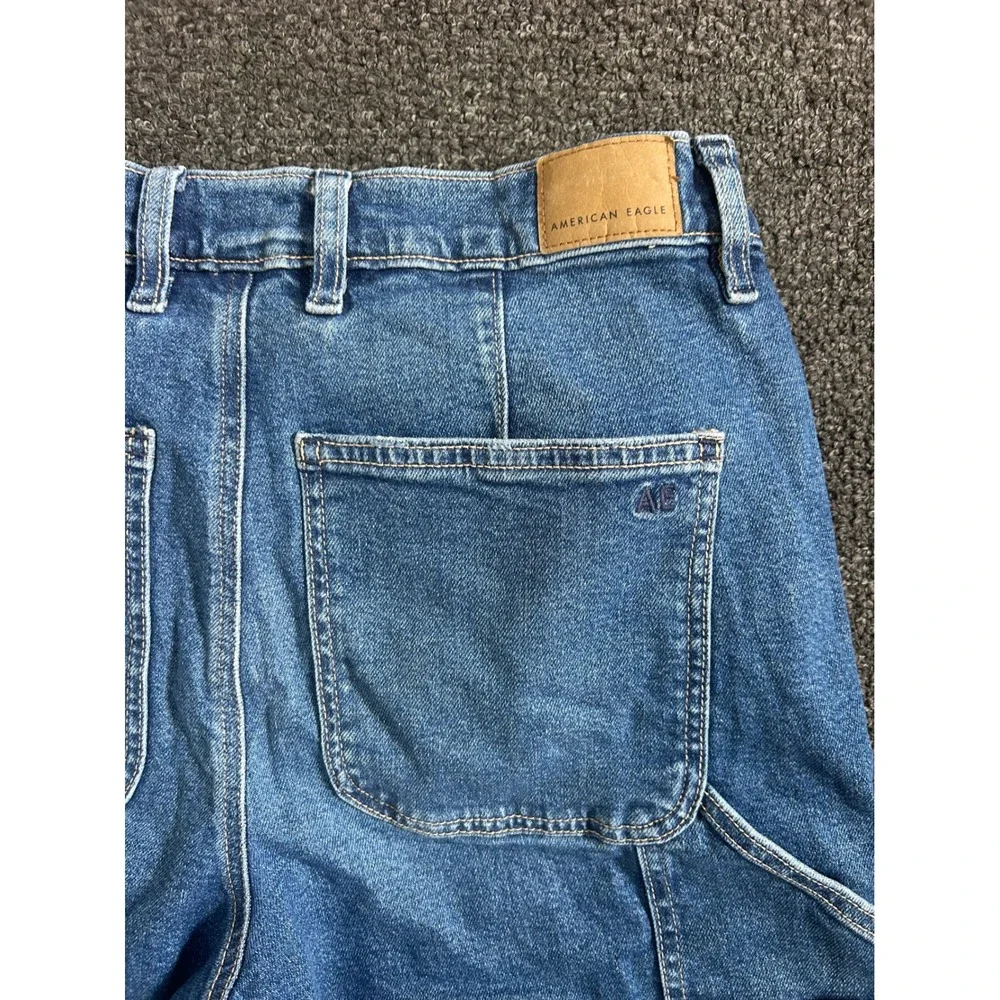 American Eagle Super High Rise Baggy Straight Carpenter Jeans Womens 4R Strigid‎
